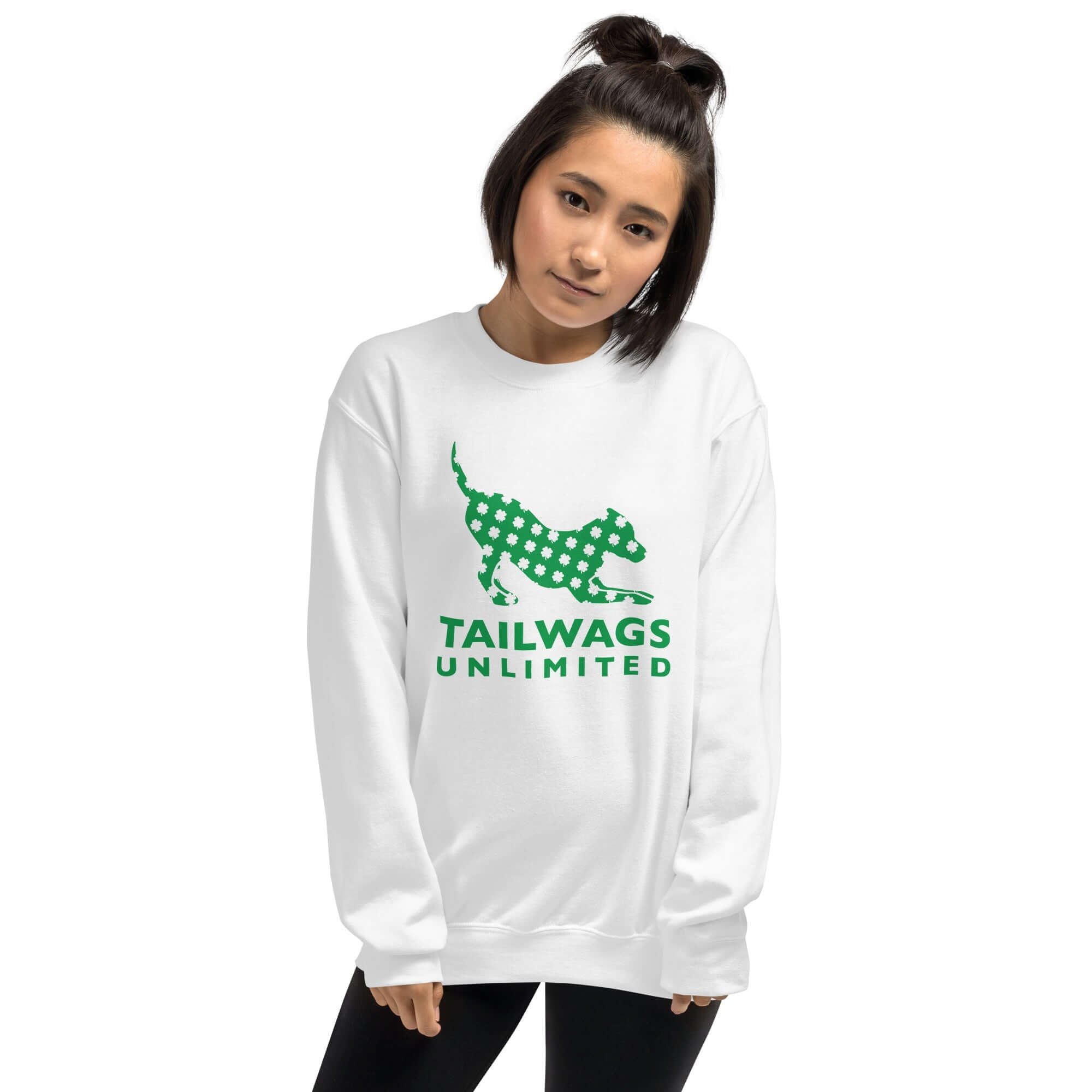 Clover Patterned Green Logo Crewneck Sweatshirt - TAILWAGS UNLIMITED