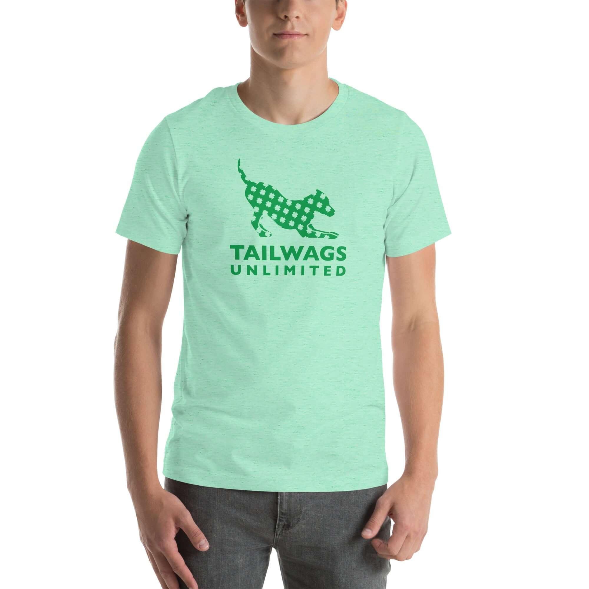 Clover Patterned Green Logo T-Shirt - TAILWAGS UNLIMITED