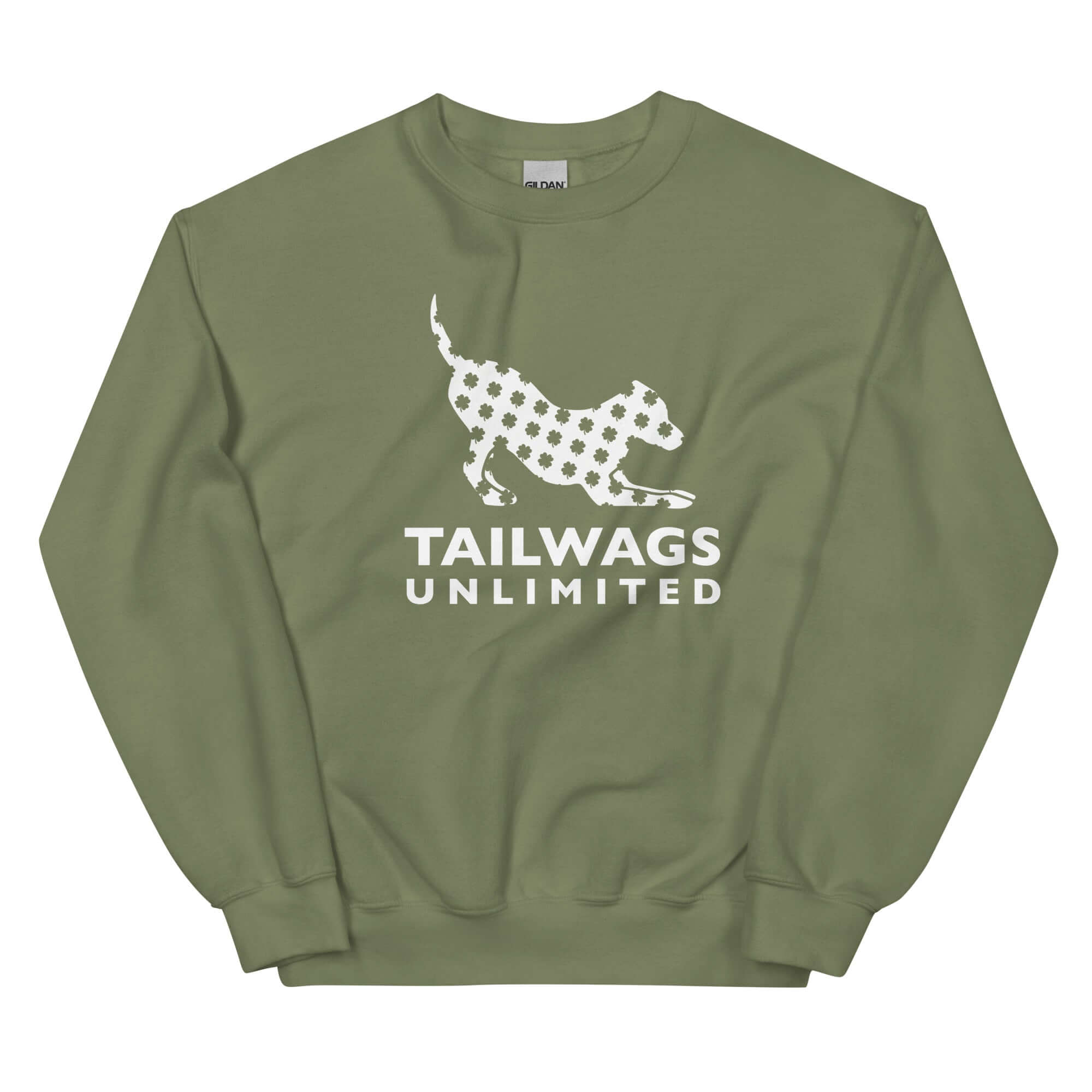 Clover Patterned White Logo Crewneck Sweatshirt - TAILWAGS UNLIMITED