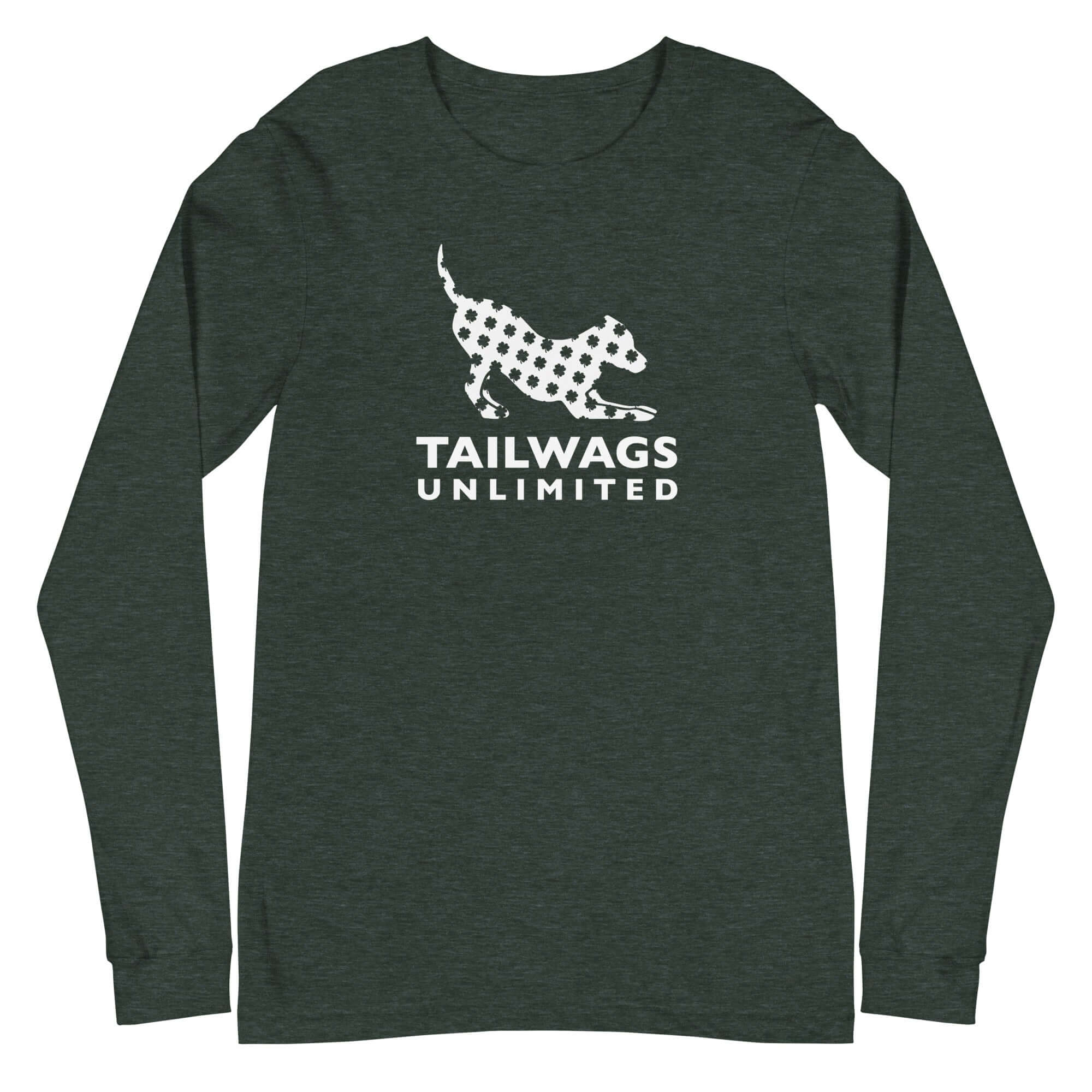 Clover Patterned White Logo Long Sleeve Tee - TAILWAGS UNLIMITED