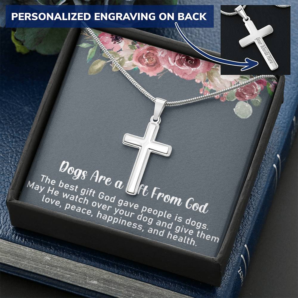 Dog Gift From God Personalized Cross Necklace - TAILWAGS UNLIMITED