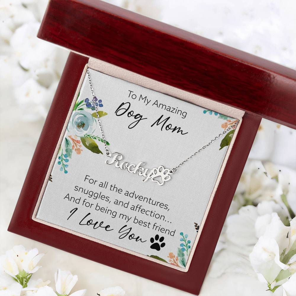 Dog Mom Custom Name Necklace - TAILWAGS UNLIMITED