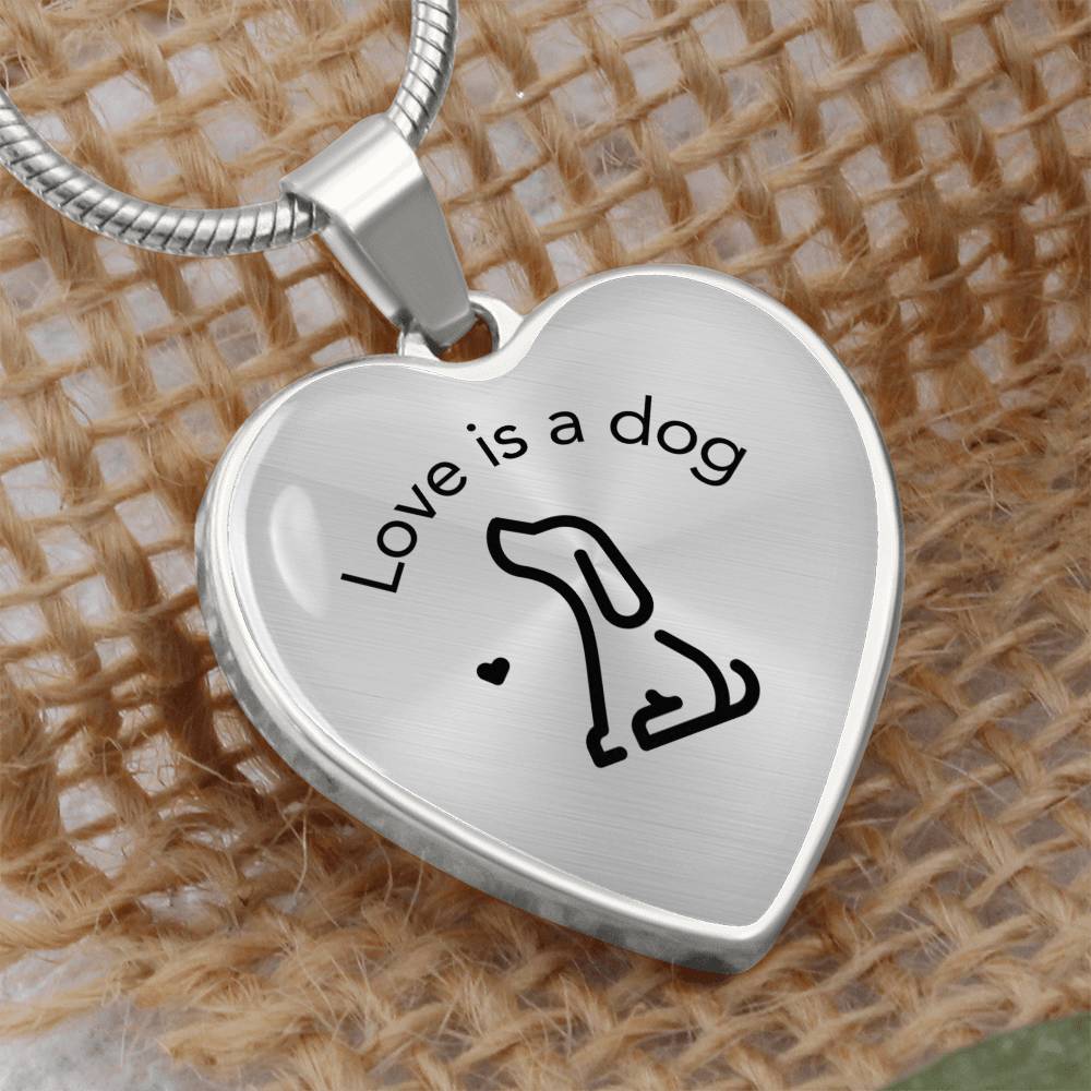Engravable "Love is a Dog" Pendant Necklace - TAILWAGS UNLIMITED