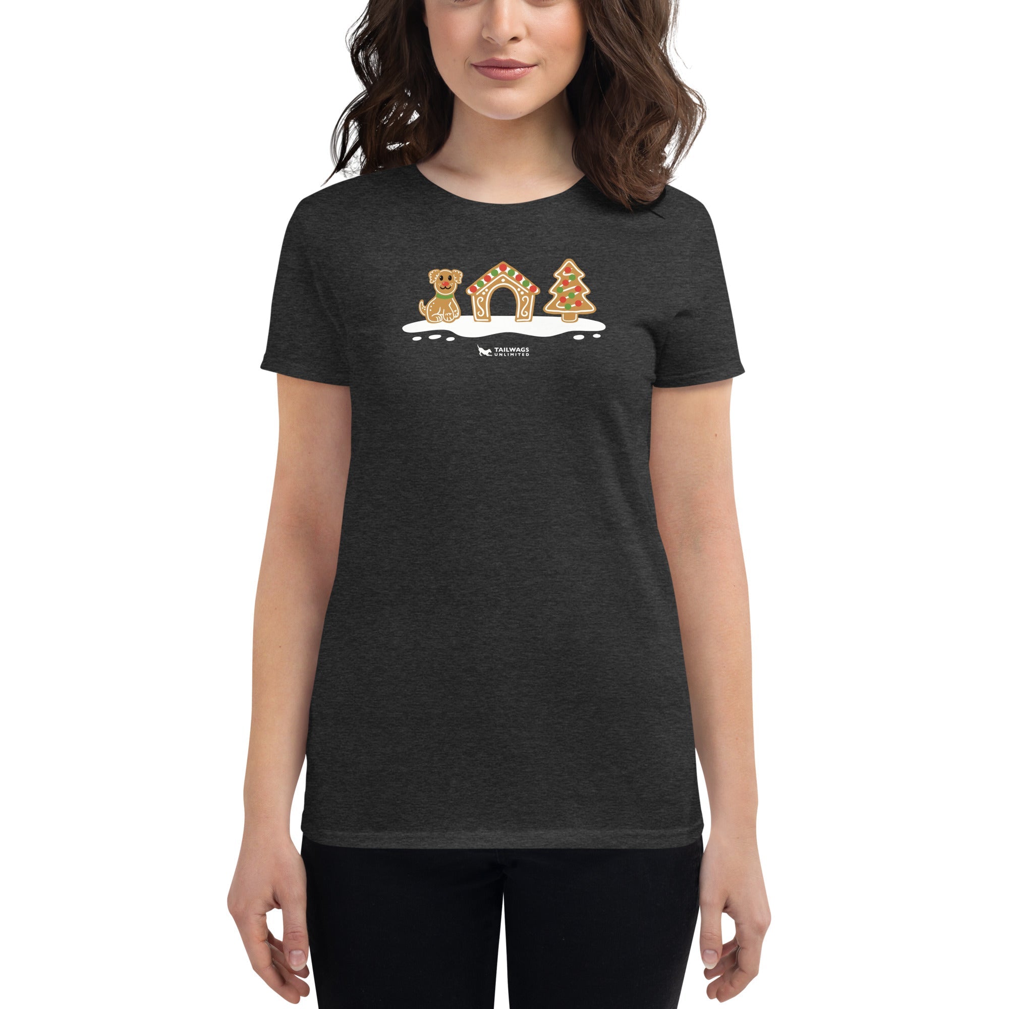 Gingerbread Doghouse Women's Fit T-Shirt - TAILWAGS UNLIMITED