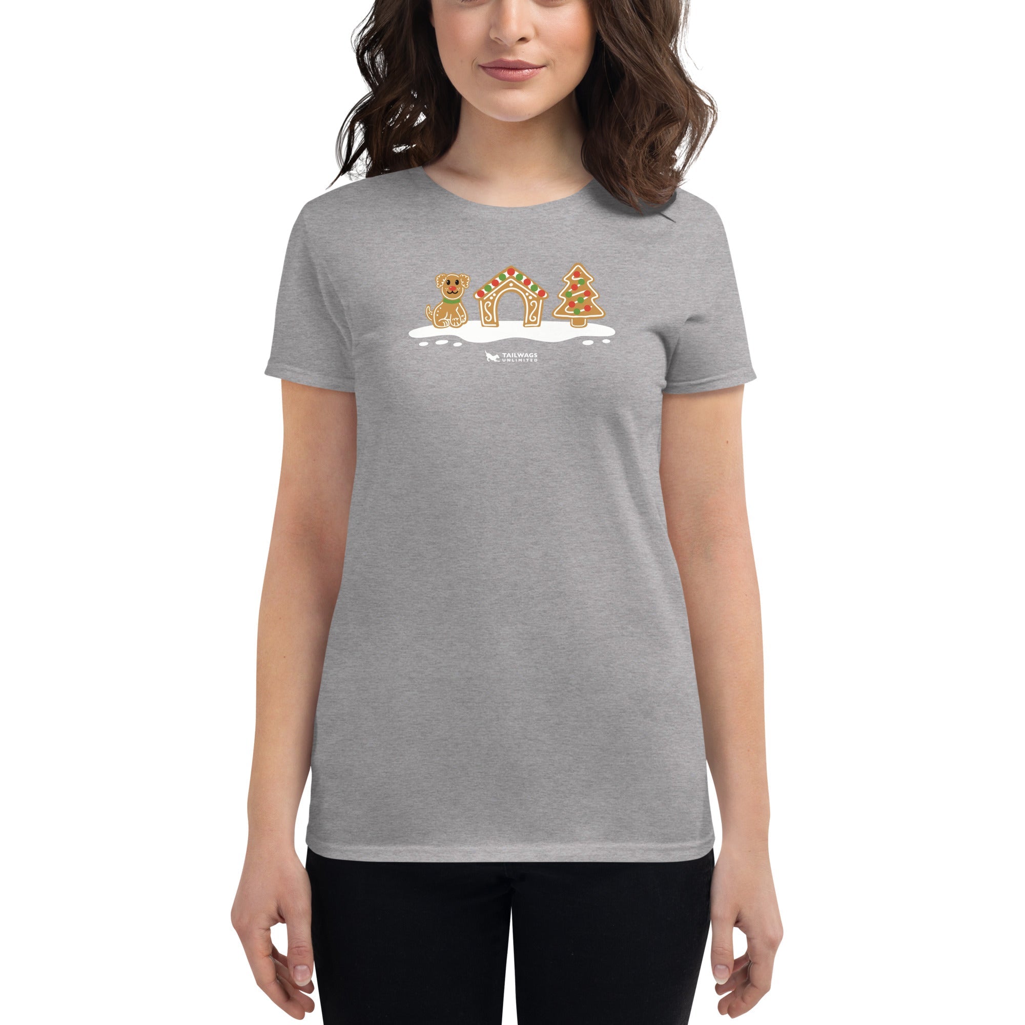 Gingerbread Doghouse Women's Fit T-Shirt - TAILWAGS UNLIMITED