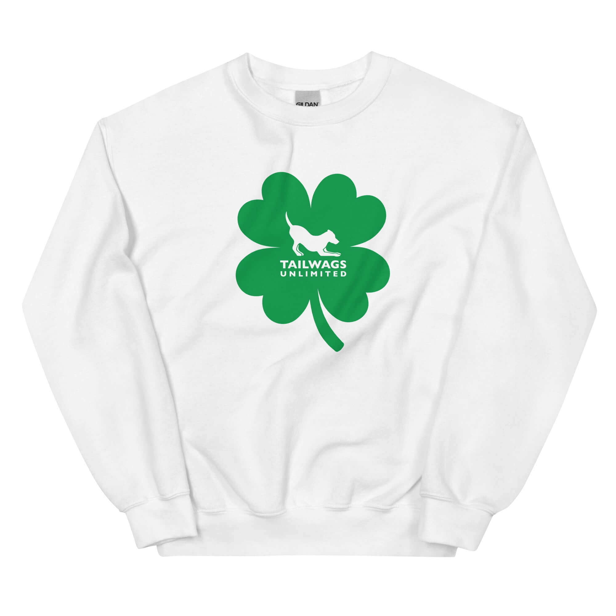 Green Four Leaf Clover Logo Crewneck Sweatshirt - TAILWAGS UNLIMITED