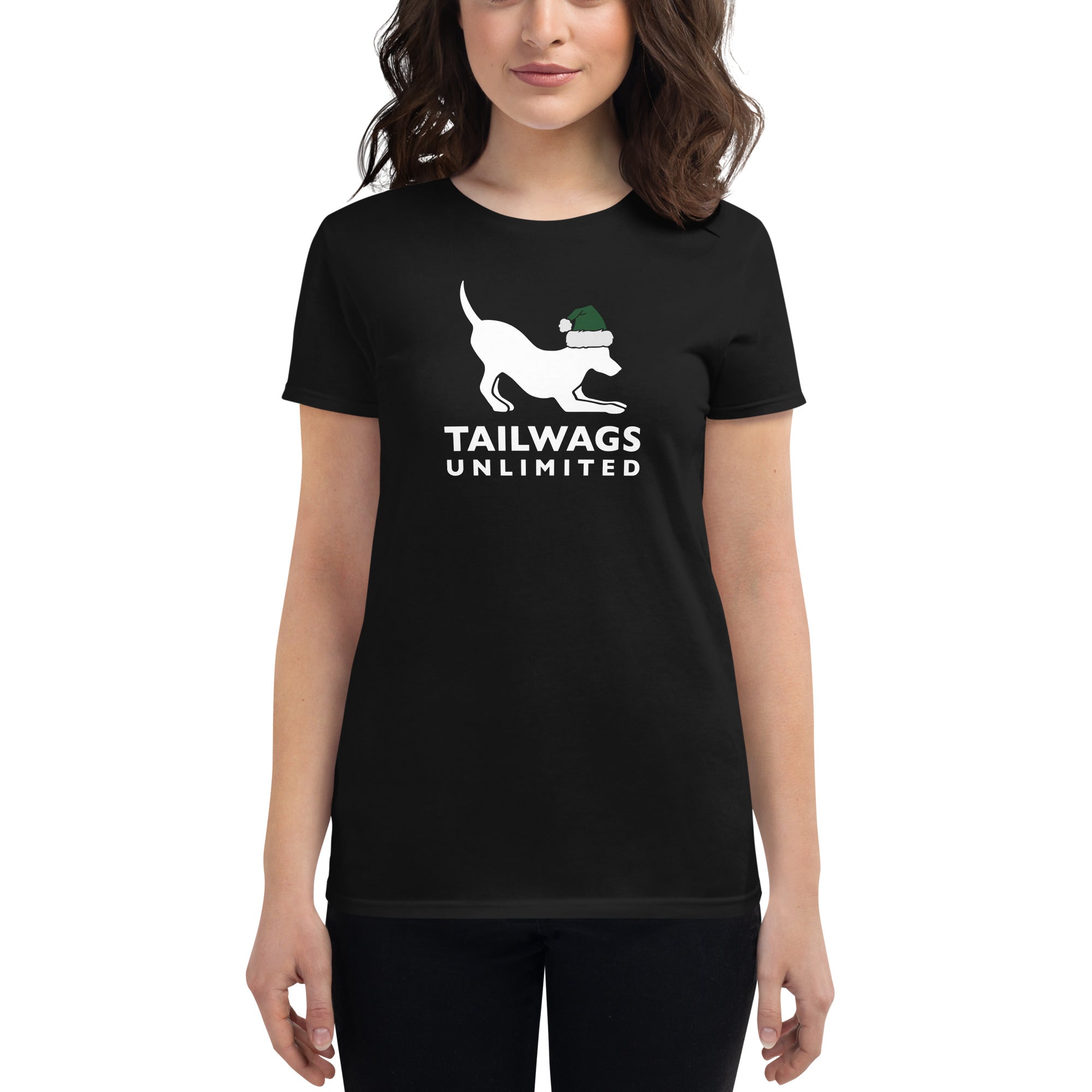 Green Santa Hat Logo Women's Fit T-Shirt - TAILWAGS UNLIMITED