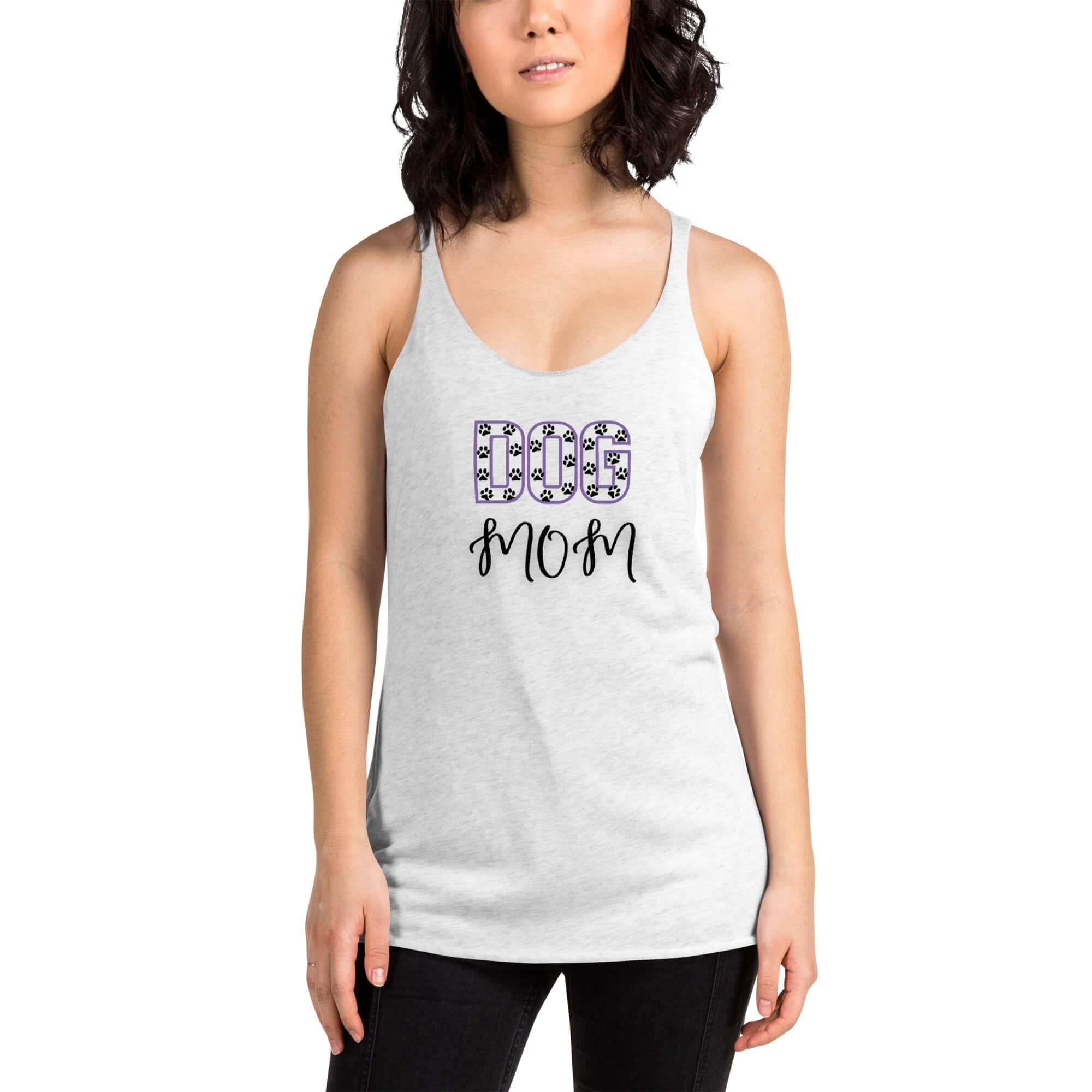 Paw Print Dog Mom Racerback Tank - TAILWAGS UNLIMITED