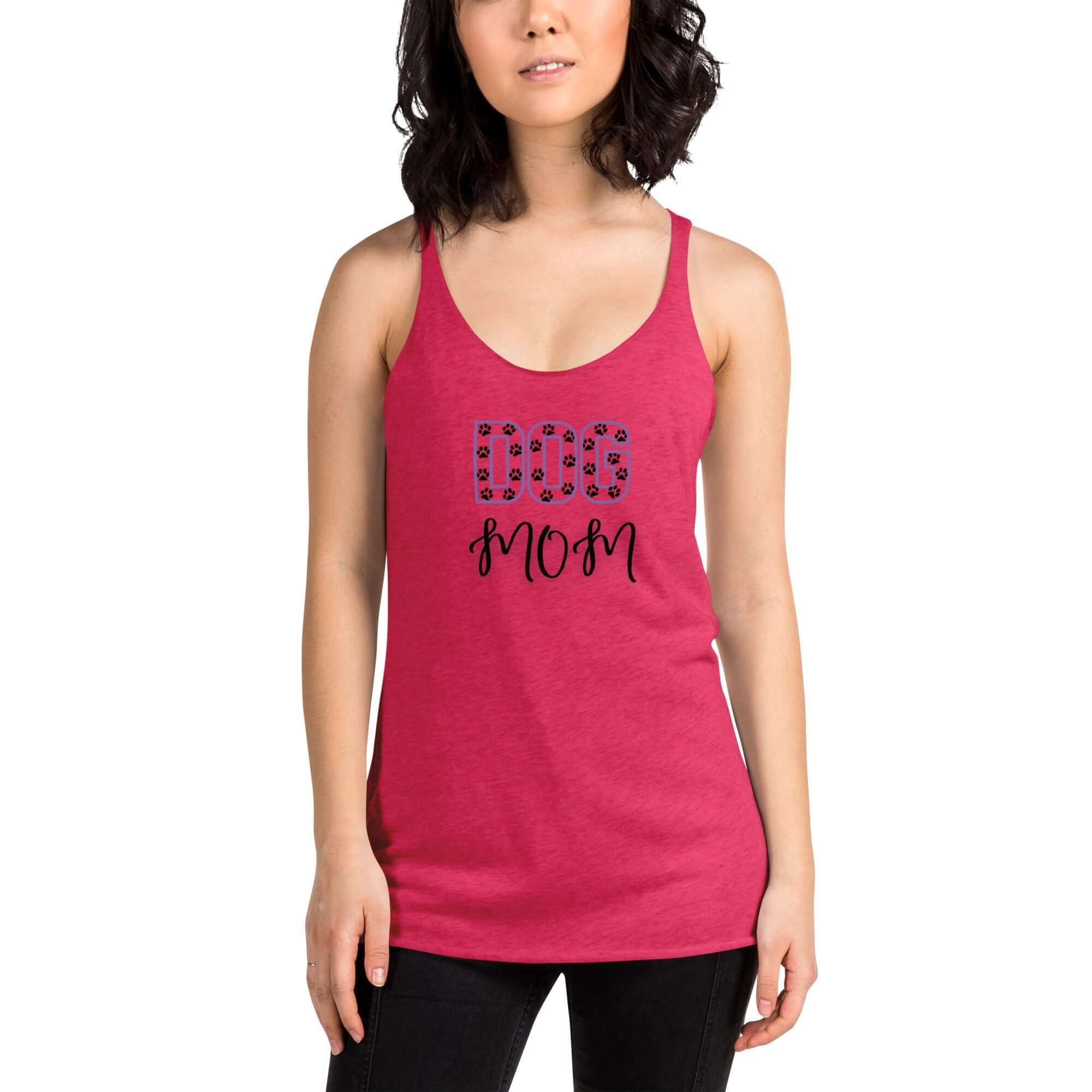 Paw Print Dog Mom Racerback Tank - TAILWAGS UNLIMITED