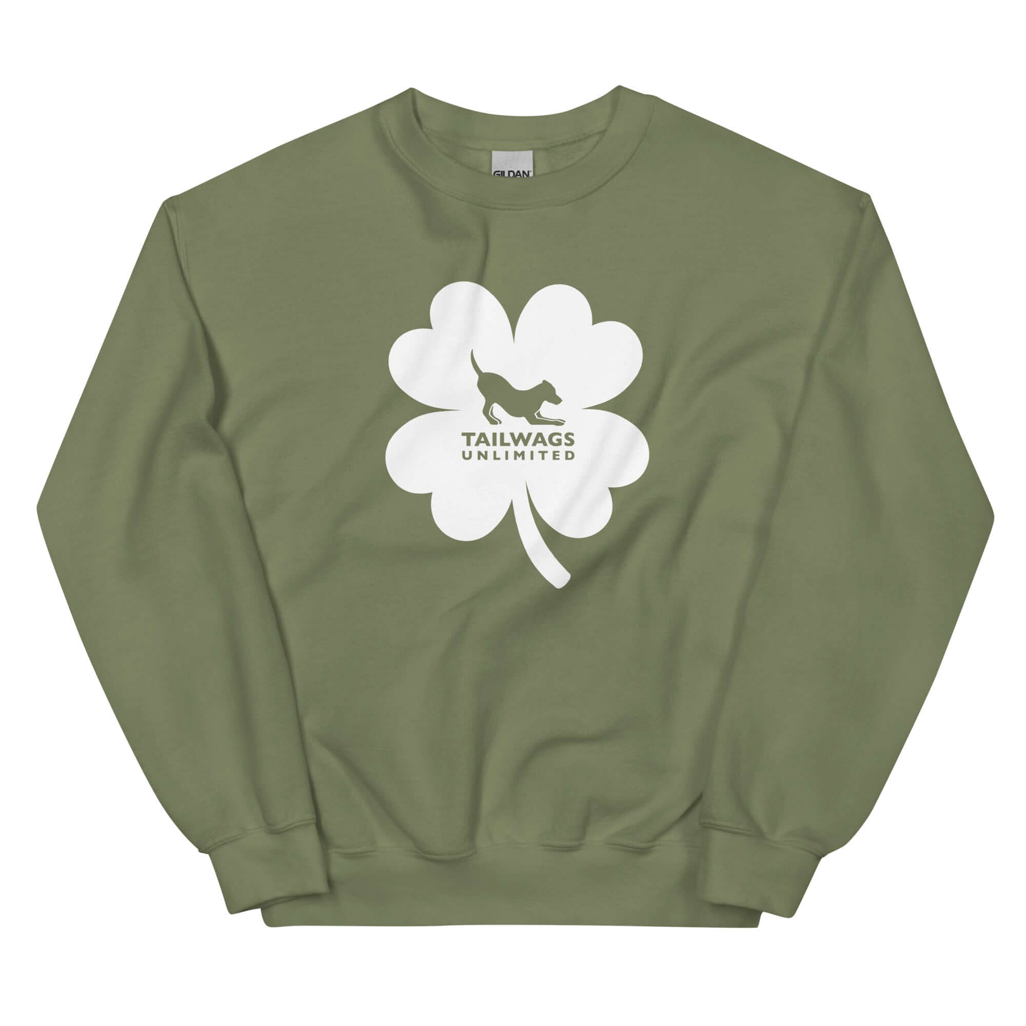 White Four Leaf Clover Logo Crewneck Sweatshirt - TAILWAGS UNLIMITED