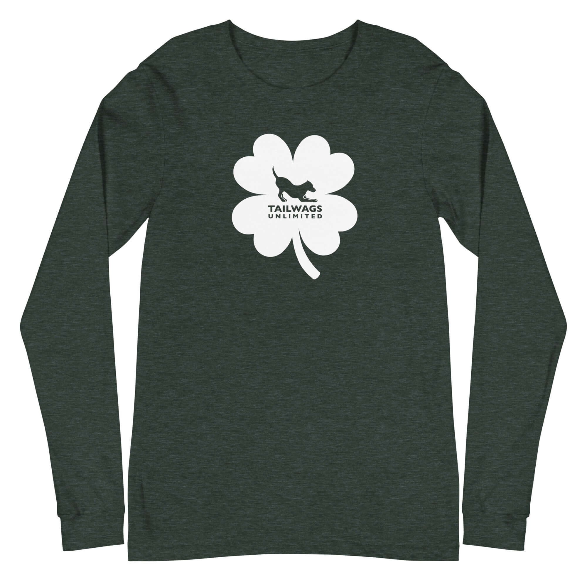 White Four Leaf Clover Logo Long Sleeve Tee - TAILWAGS UNLIMITED