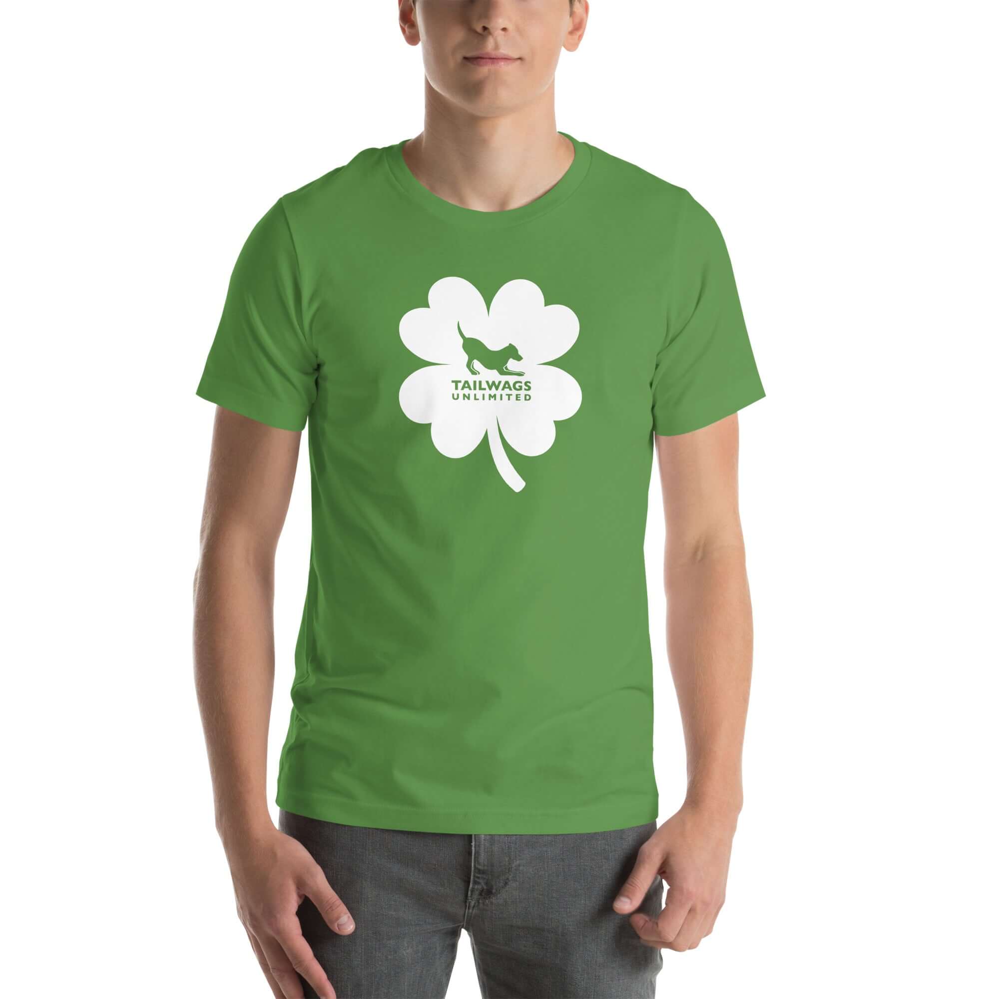 White Four Leaf Clover Logo T-Shirt - TAILWAGS UNLIMITED