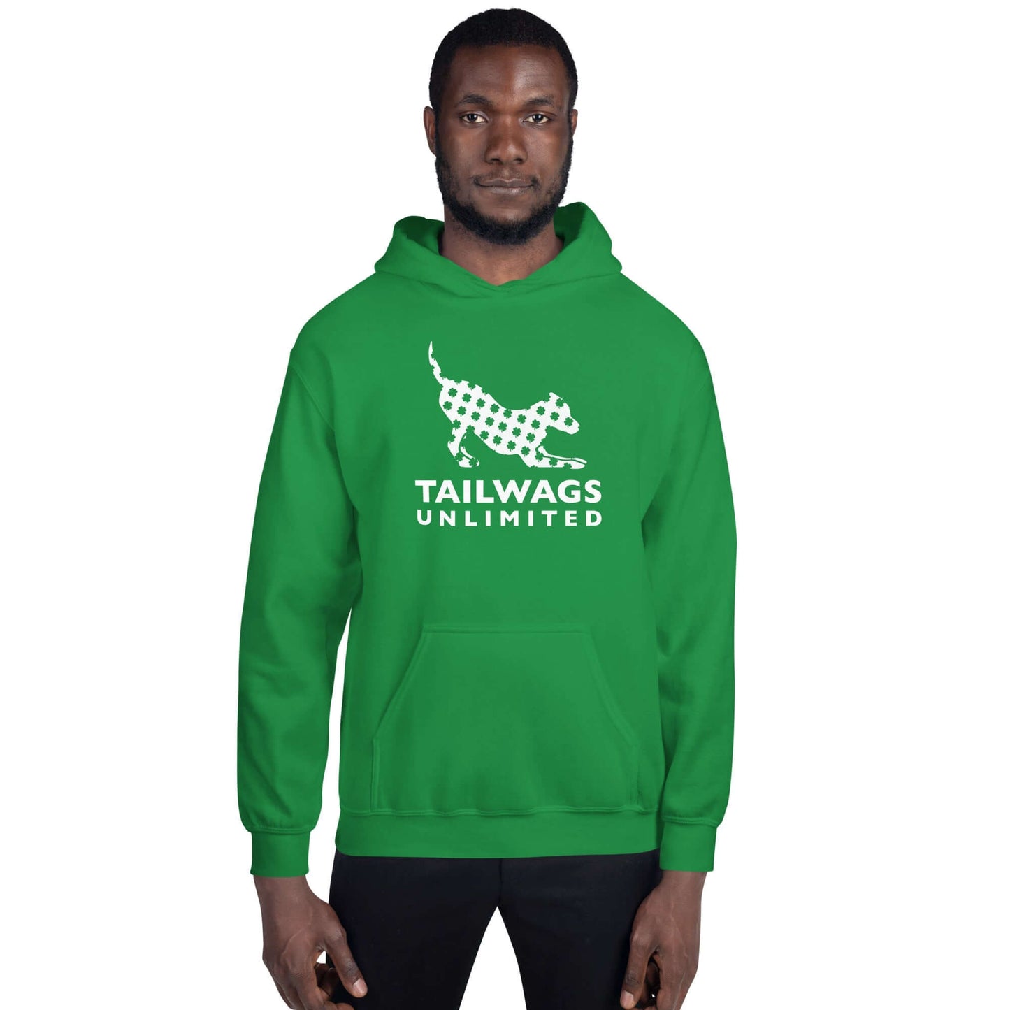 Clover Patterned White Logo Hoodie - TAILWAGS UNLIMITED